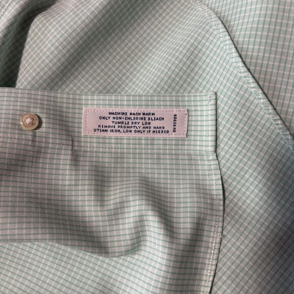 Brooks Brothers Regent Shirt Men's Size 16.5-6/7 Green White Check Long Sleeve - Picture 5 of 10